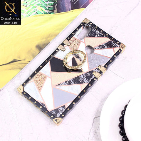 Samsung Galaxy A10s Cover - Design 1 - Smart Mosaic Marble and Glitter Trunk Style Soft Case Without Strap