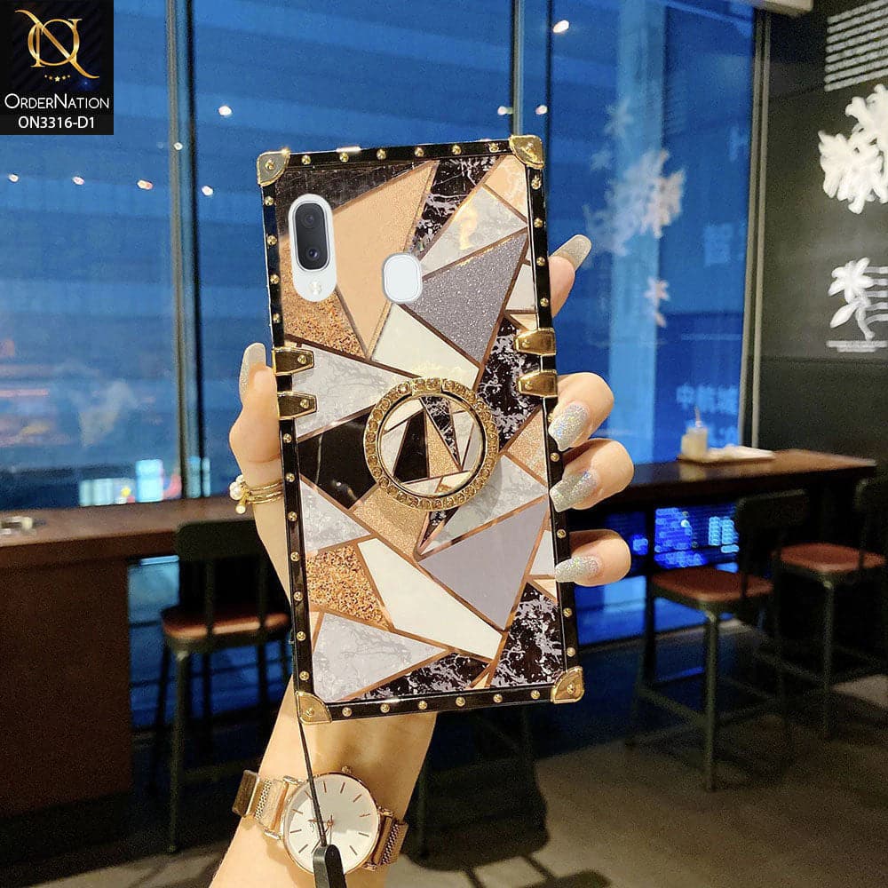 Samsung Galaxy A30 Cover - Design 1 - Smart Mosaic Marble and Glitter Trunk Style Soft Case Without Strap