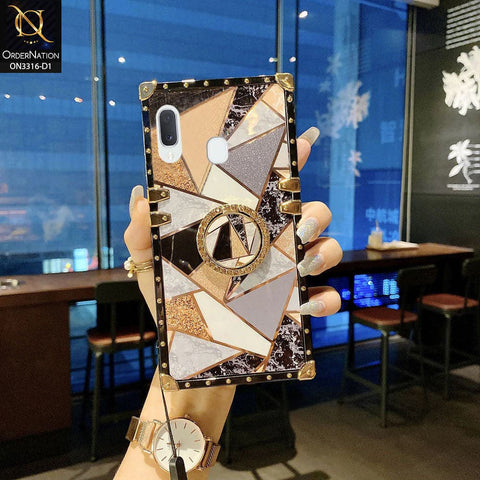 Samsung Galaxy A30 Cover - Design 1 - Smart Mosaic Marble and Glitter Trunk Style Soft Case Without Strap