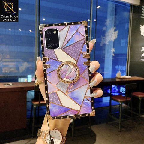 Samsung Galaxy A31 Cover - Design 3 - Smart Mosaic Marble and Glitter Trunk Style Soft Case Without Strap