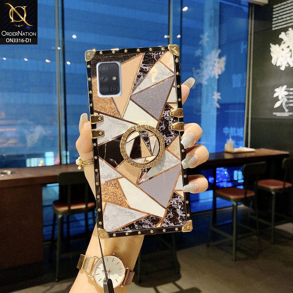 Samsung Galaxy A51 Cover - Design 1 - Smart Mosaic Marble and Glitter Trunk Style Soft Case Without Strap