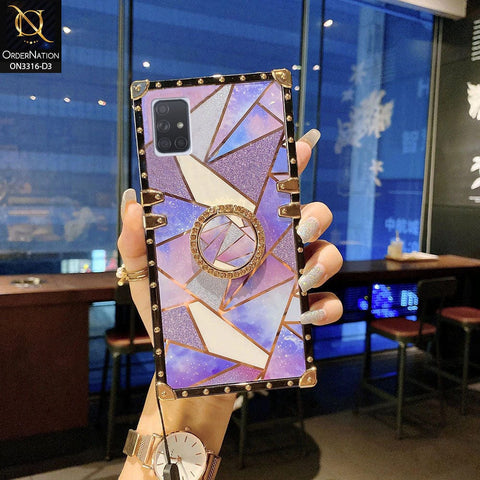 Samsung Galaxy A51 Cover - Design 3 - Smart Mosaic Marble and Glitter Trunk Style Soft Case Without Strap
