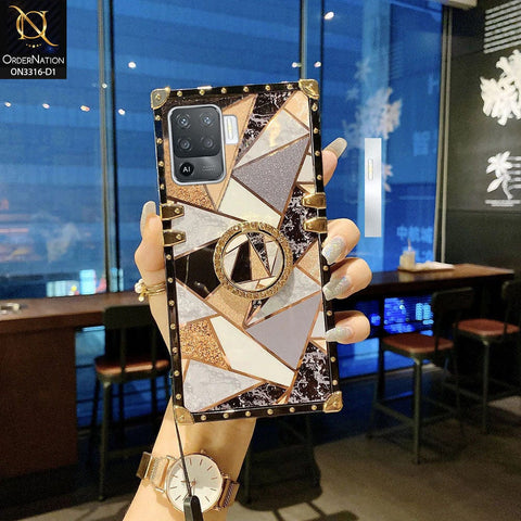 Oppo F19 Pro Cover - Design 1 - Smart Mosaic Marble and Glitter Trunk Style Soft Case Without Strap