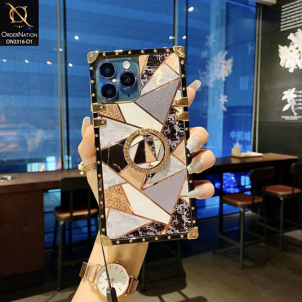 iPhone 11 Pro Max Cover - Design 1 - Smart Mosaic Marble and Glitter Trunk Style Soft Case Without Strap