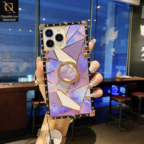 iPhone 11 Pro Max Cover - Design 3 - Smart Mosaic Marble and Glitter Trunk Style Soft Case Without Strap