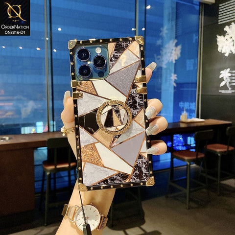 iPhone 12 Pro Max Cover - Design 1 - Smart Mosaic Marble and Glitter Trunk Style Soft Case