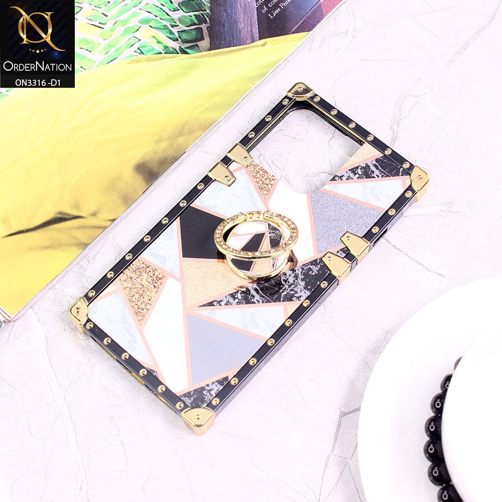 iPhone 13 Pro Cover - Design 1 - Smart Mosaic Marble and Glitter Trunk Style Soft Case Without Strap