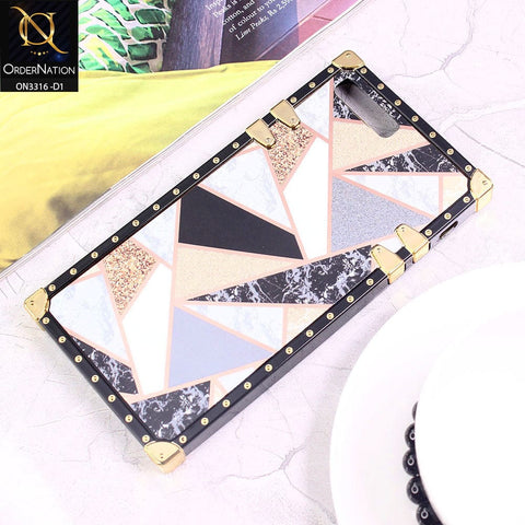 iPhone 8 Plus / 7 Plus Cover - Design 1 - Smart Mosaic Marble and Glitter Trunk Style Soft Case Without Strap
