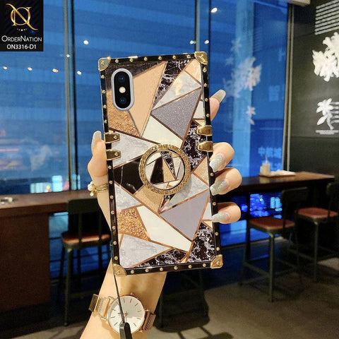 iPhone XS / X Cover - Design 1 - Smart Mosaic Marble and Glitter Trunk Style Soft Case  Without Strap