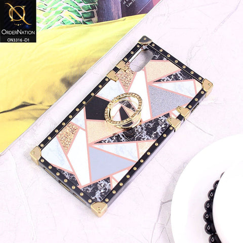 iPhone XS / X Cover - Design 1 - Smart Mosaic Marble and Glitter Trunk Style Soft Case  Without Strap