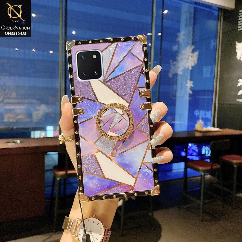 Samsung Galaxy A81 Cover - Design 3 - Smart Mosaic Marble and Glitter Trunk Style Soft Case Without Strap
