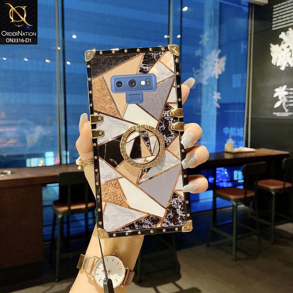 Samsung Galaxy Note 9 Cover - Design 1 - Smart Mosaic Marble and Glitter Trunk Style Soft Case Without Strap