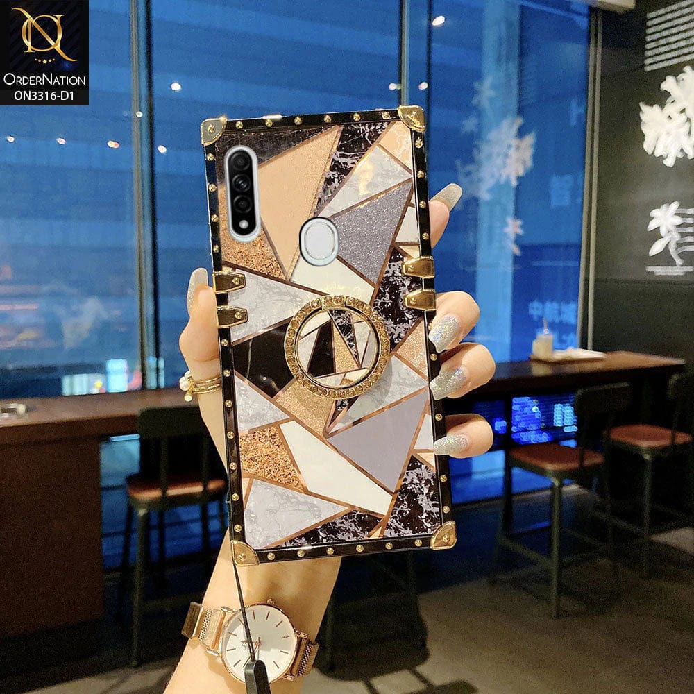 Oppo A31 Cover - Design 1 - Smart Mosaic Marble and Glitter Trunk Style Soft Case Without Strap