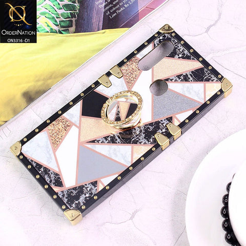 Oppo A31 Cover - Design 1 - Smart Mosaic Marble and Glitter Trunk Style Soft Case Without Strap