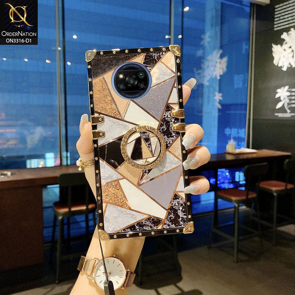 Xiaomi Poco X3 Cover - Design 1 - Smart Mosaic Marble and Glitter Trunk Style Soft Case Without Strap