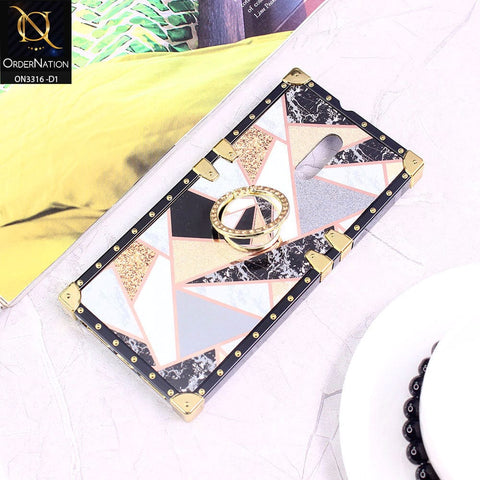 Oppo Reno Cover - Design 1 - Smart Mosaic Marble and Glitter Trunk Style Soft Case Without Strap Without Strap