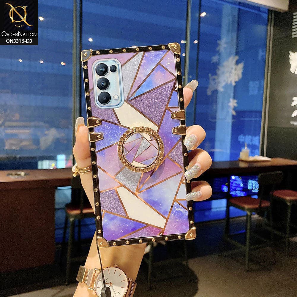 Oppo Reno 5 5G Cover - Design 3 - Smart Mosaic Marble and Glitter Trunk Style Soft Case Without Strap