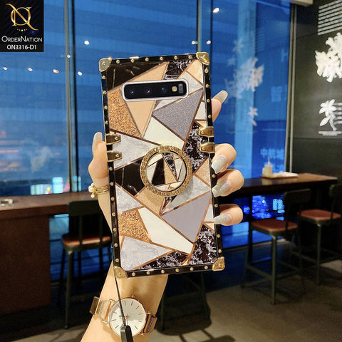 Samsung Galaxy S10 Plus Cover - Design 1 - Smart Mosaic Marble and Glitter Trunk Style Soft Case Without Strap