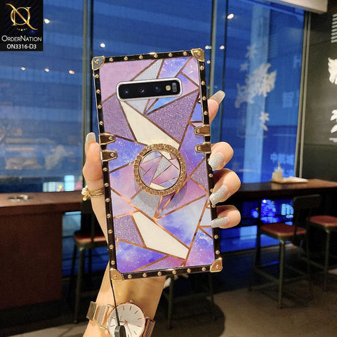 Samsung Galaxy S10 Plus Cover - Design 3 - Smart Mosaic Marble and Glitter Trunk Style Soft Case Without Strap