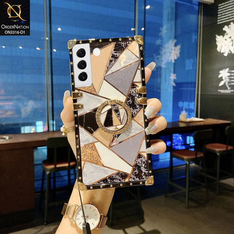 Samsung Galaxy S21 Plus 5G Cover - Design 1 - Smart Mosaic Marble and Glitter Trunk Style Soft Case Without Strap
