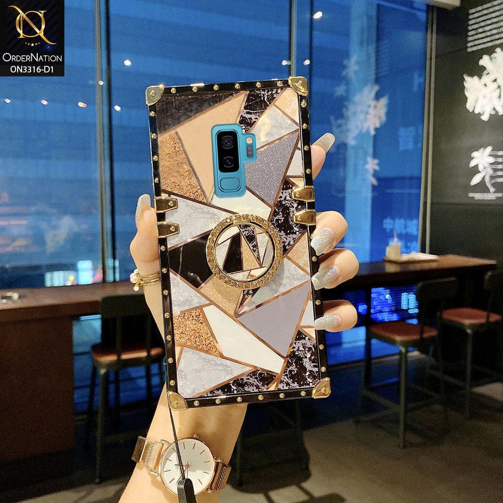 Samsung Galaxy S9 Plus Cover - Design 1 - Smart Mosaic Marble and Glitter Trunk Style Soft Case Without Strap
