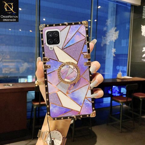 Samsung Galaxy A12 Nacho Cover - Design 3 - Smart Mosaic Marble and Glitter Trunk Style Soft Case Without Strap