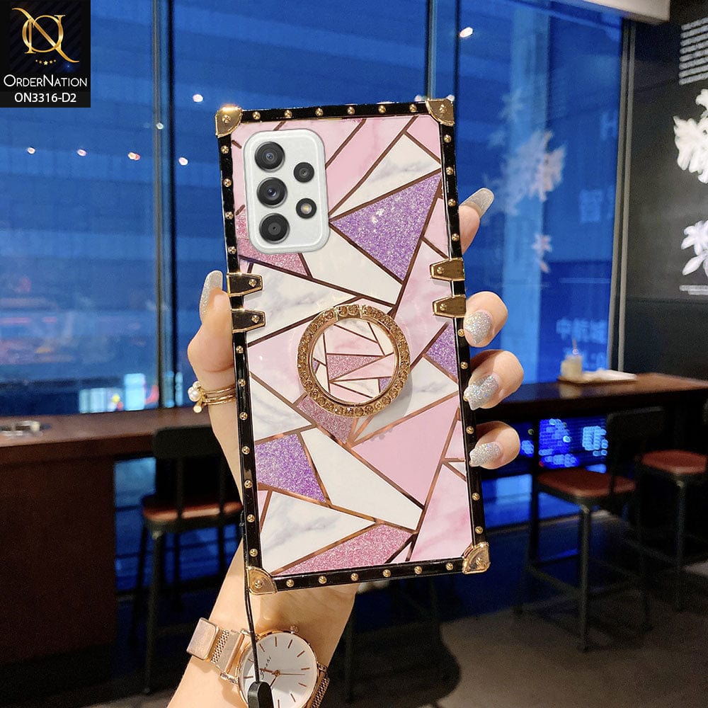 Samsung Galaxy A72 Cover - Design 2 - Smart Mosaic Marble and Glitter Trunk Style Soft Case