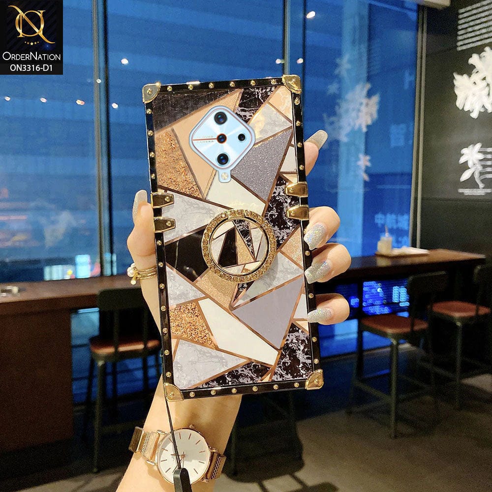 Vivo Y51 (2020 September) Cover - Design 1 - Smart Mosaic Marble and Glitter Trunk Style Soft Case Without Strap