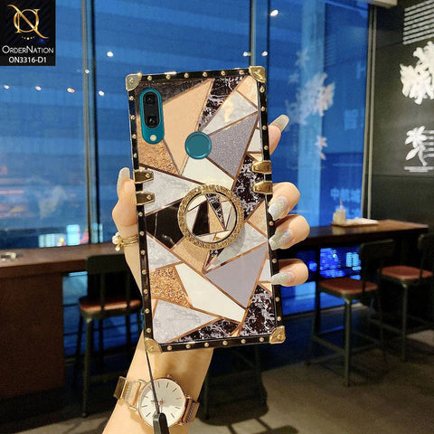 Honor 9X Cover - Design 1 - Smart Mosaic Marble and Glitter Trunk Style Soft Case Without Strap