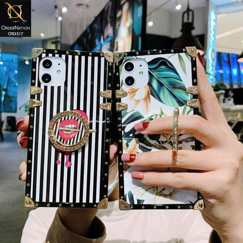 iPhone 13 Pro Max Cover - Design 4 - Stylish Trunk Chest Design Square Shape Soft Protective Case with Ring Holder