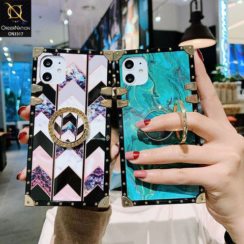 iPhone 13 Pro Max Cover - Design 4 - Stylish Trunk Chest Design Square Shape Soft Protective Case with Ring Holder