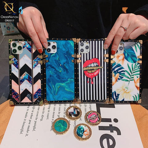 iPhone 13 Pro Max Cover - Design 4 - Stylish Trunk Chest Design Square Shape Soft Protective Case with Ring Holder