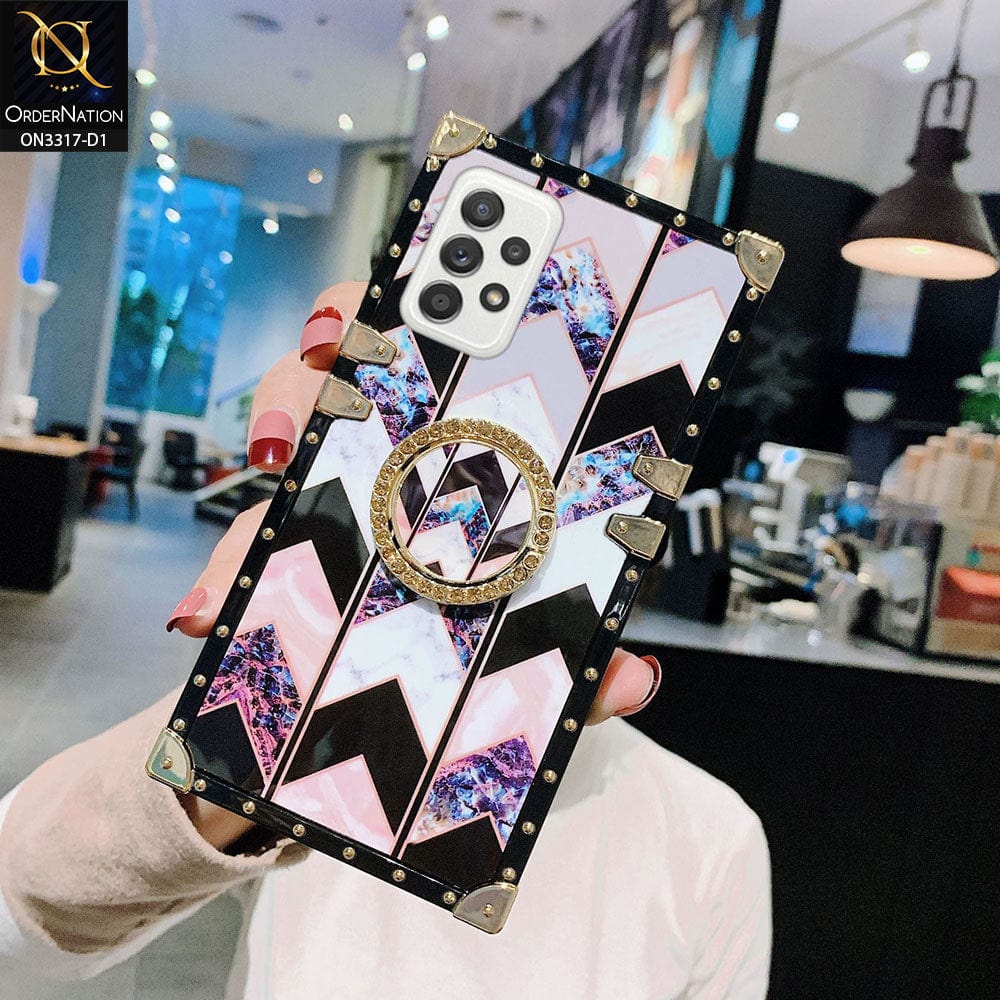 Samsung Galaxy A52s 5G Cover - Design 1 - Stylish Trunk Chest Design Square Shape Soft Protective Case with Ring Holder