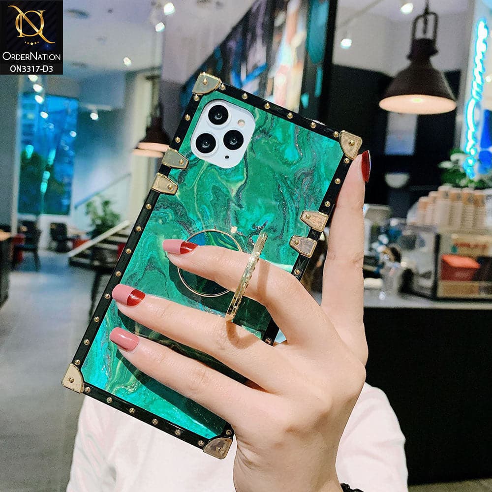 iPhone 11 Pro Max Cover - Design 3 - Stylish Trunk Chest Design Square Shape Soft Protective Case with Ring Holder