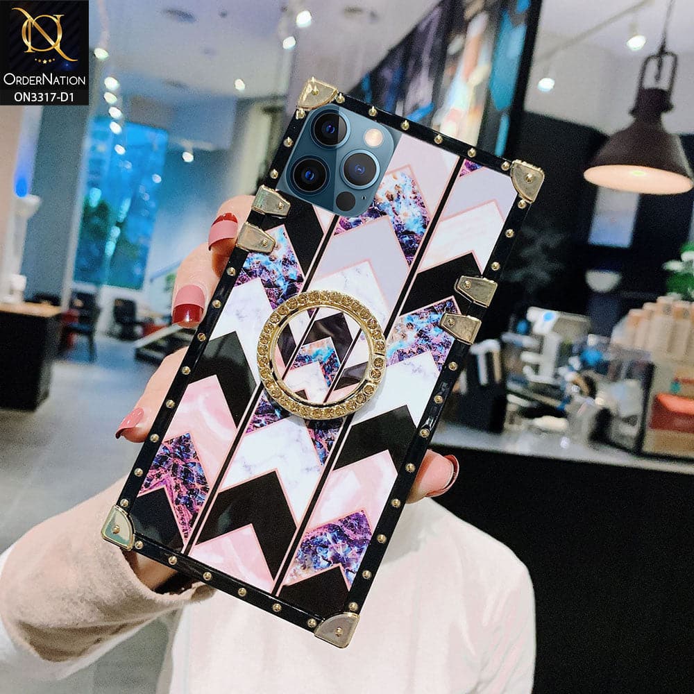 iPhone 12 Pro Max Cover - Design 1 - Stylish Trunk Chest Design Square Shape Soft Protective Case with Ring Holder