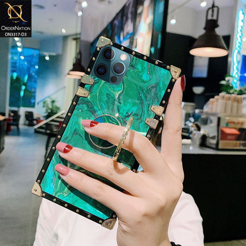 iPhone 12 Pro Max Cover - Design 3 - Stylish Trunk Chest Design Square Shape Soft Protective Case with Ring Holder