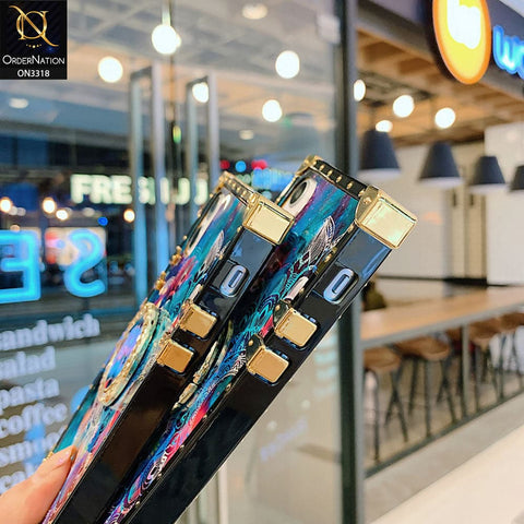 iPhone 13 Pro Max Cover - Luminous Galaxy Starry Sky Flower Pattern Soft TPU Trunk Chest Case with Ring Holder