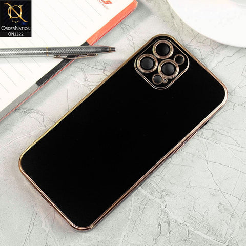 iPhone 12 Pro Max Cover - Black - Electroplated Edges Ultra Thin Camera Lens Protection Shield Matt Soft Case