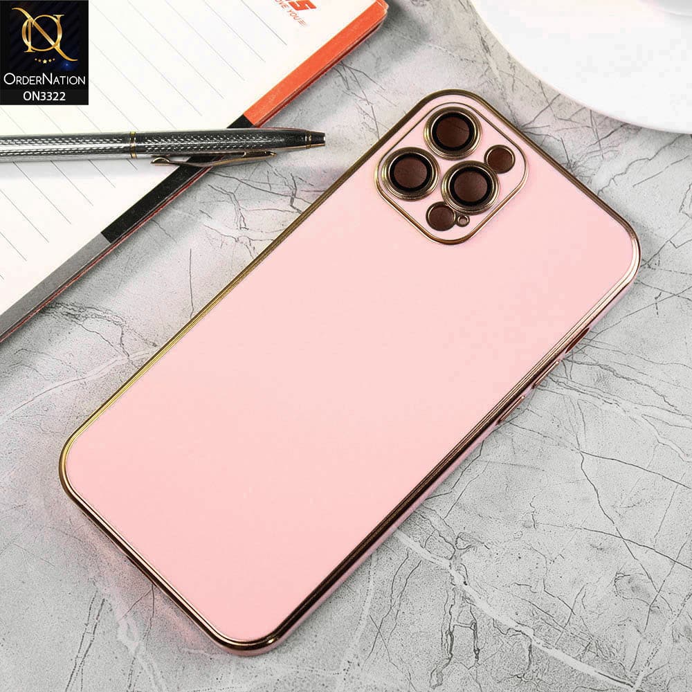 iPhone 12 Pro Max Cover - Pink - Electroplated Edges Ultra Thin Camera Lens Protection Shield Matt Soft Case
