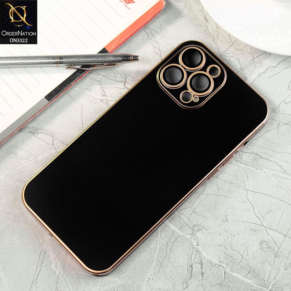 iPhone 13 Pro Max Cover - Black - Electroplated Edges Ultra Thin Camera Lens Protection Shield Matt Soft Case