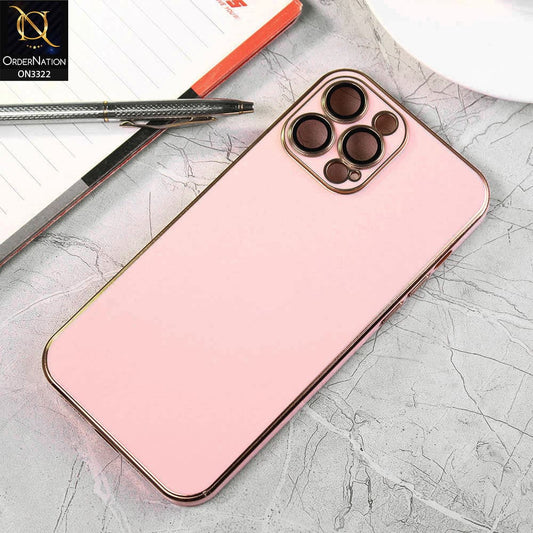 iPhone 13 Pro Max Cover - Pink - Electroplated Edges Ultra Thin Camera Lens Protection Shield Matt Soft Case