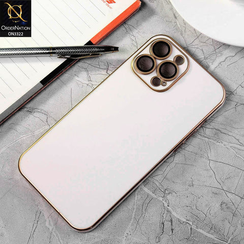 iPhone 13 Pro Max Cover - White - Electroplated Edges Ultra Thin Camera Lens Protection Shield Matt Soft Case
