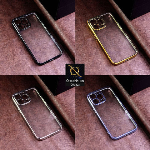 iPhone 13 Pro Cover - Black - Shiny Electroplated Borders HQ Clear Transparent Soft Case with Camera Protection