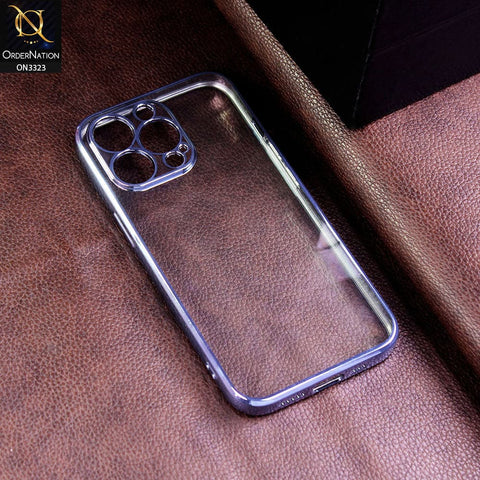 iPhone 13 Pro Cover - Sierra Blue - Shiny Electroplated Borders HQ Clear Transparent Soft Case with Camera Protection