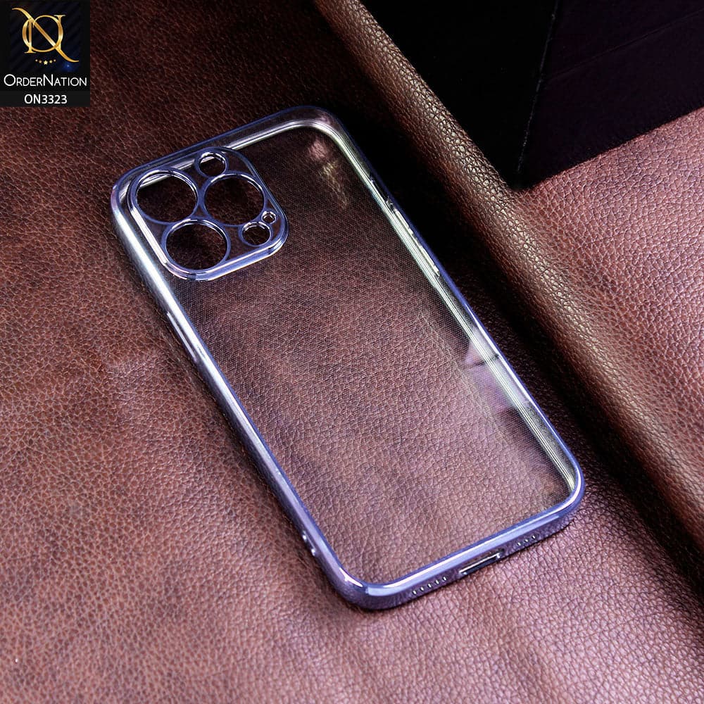 iPhone 13 Pro Max Cover - Sierra Blue - Shiny Electroplated Borders HQ Clear Transparent Soft Case with Camera Protection