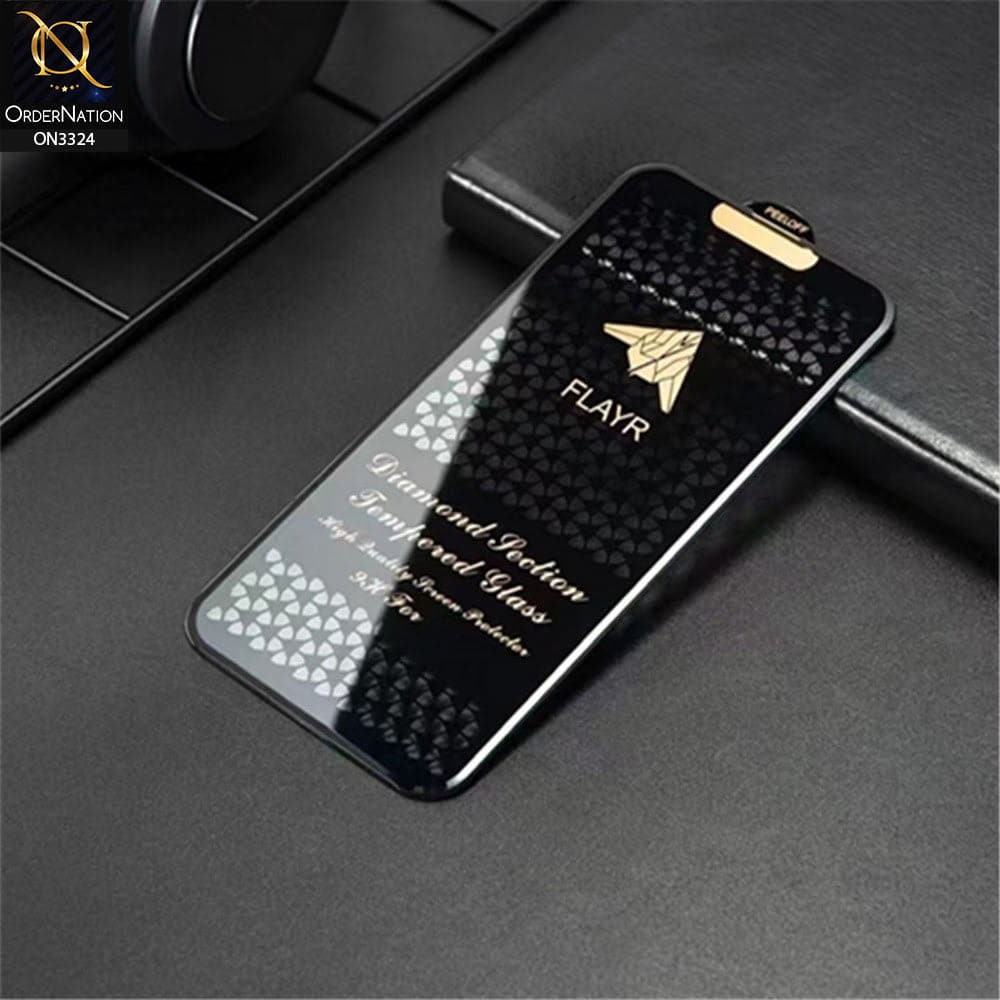 iPhone 13 Pro Max Protector - Black -  9H Full Glue Flayr Diamond Section HIgh Quality Tempered Glass Screen Protector