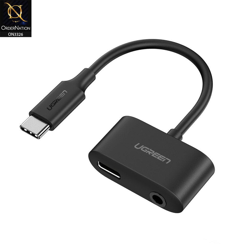 Type-C Adapter - Black - UGREEN Usb Type-C To 3.5mm Audio Adapter with Power Supply