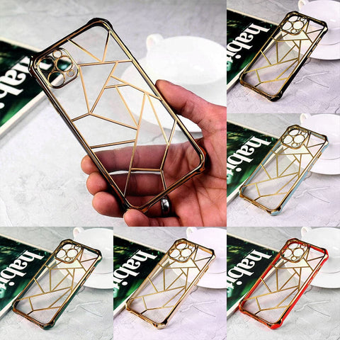 iPhone 12 Pro Max Cover - Sky Blue - Smart Mosaic Marble color Borders Transparent Soft Case