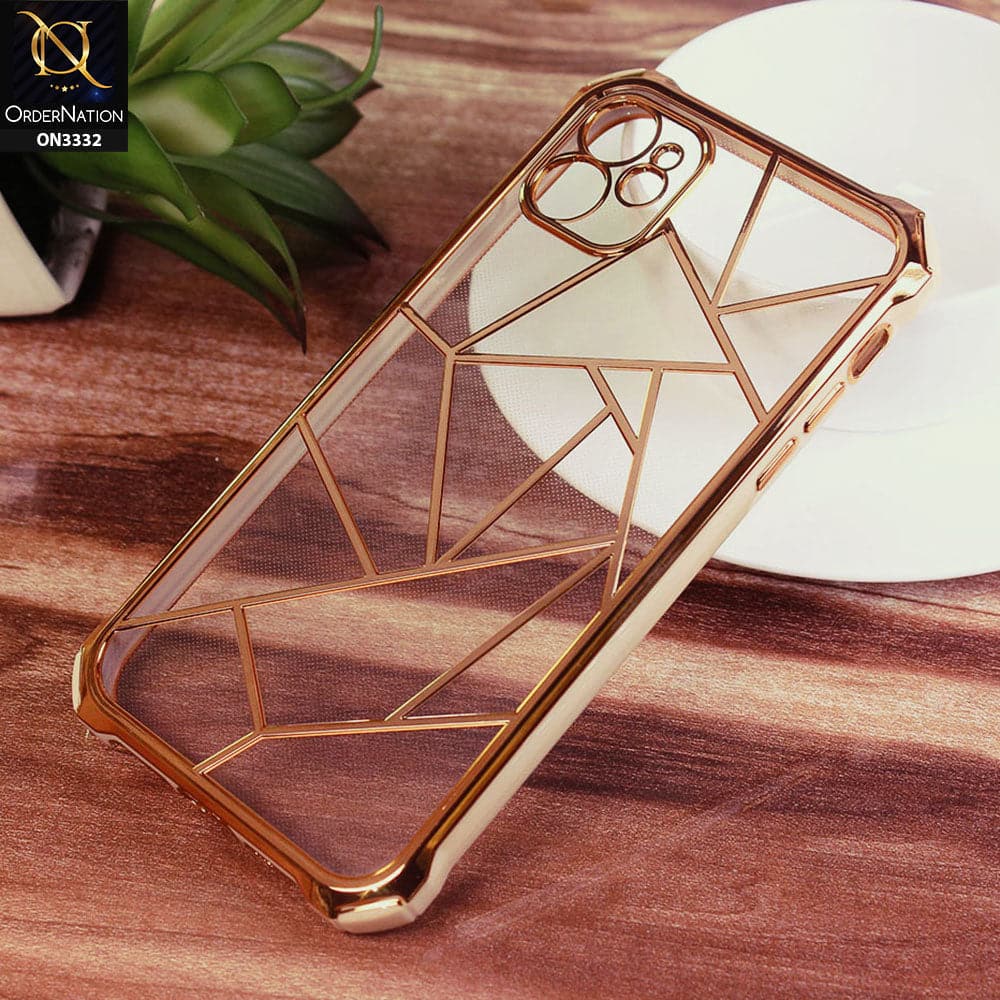 iPhone 11 Cover - White -  Smart Mosaic Marble color Borders Transparent Soft Case