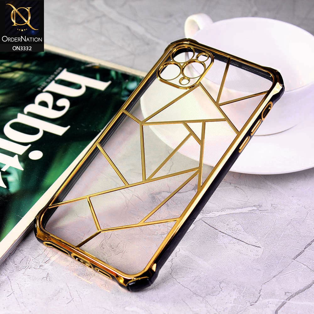 iPhone 11 Pro Max Cover - Black - Smart Mosaic Marble color Borders Transparent Soft Case